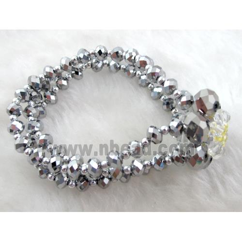 Chinese Crystal Glass Bracelet, silver plated