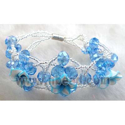 Chinese Crystal glass Bracelet, Fimo flower