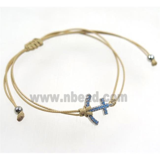 handmade bracelet with anchor pave zircon, nylon wire