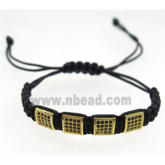 handmade bracelet with beads pave zircon, nylon wire