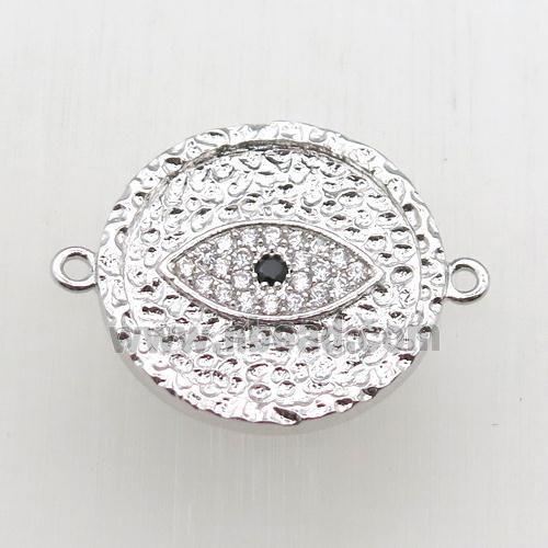 copper eye connector pave zircon, platinum plated