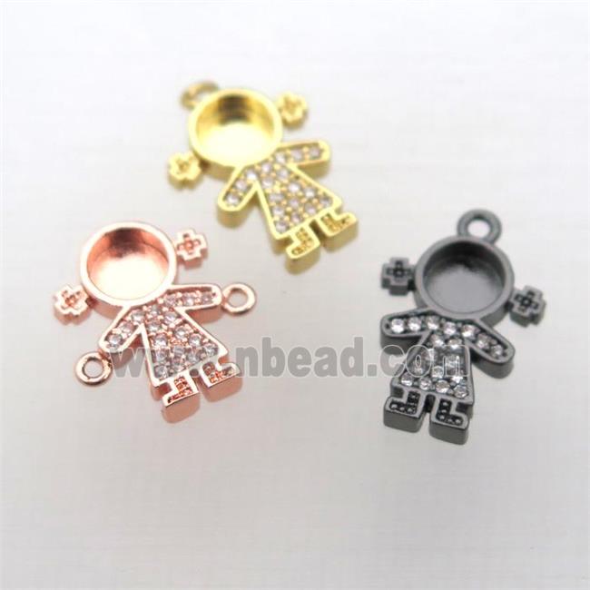 copper kids pendant pave zircon, mixed color