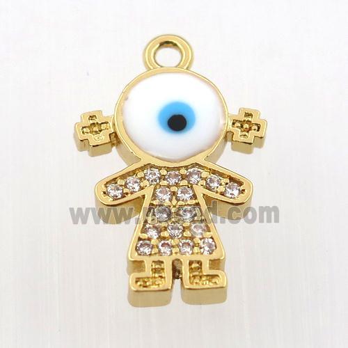 copper girl pendant pave zircon, gold plated