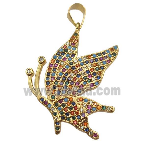 copper moths pendant paved zircon, gold plated