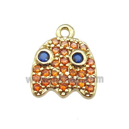 copper acaleph pendant paved zircon, gold plated
