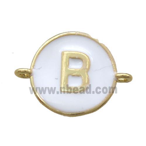 white enameling copper letter-B connector, gold plated