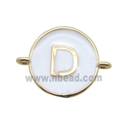 white enameling copper letter-D connector, gold plated