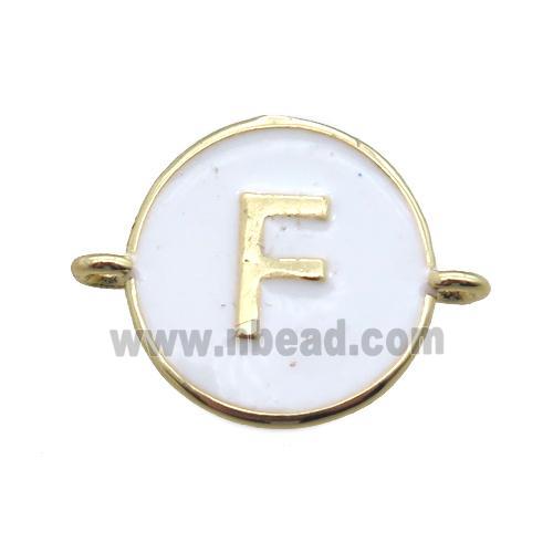white enameling copper letter-F connector, gold plated