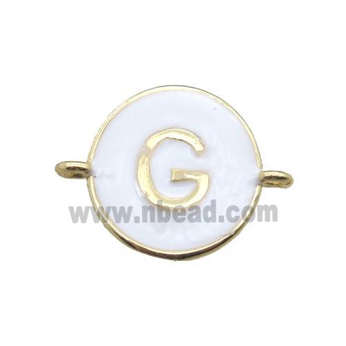 white enameling copper letter-G connector, gold plated