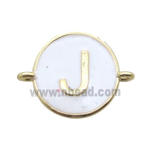 white enameling copper letter-J connector, gold plated