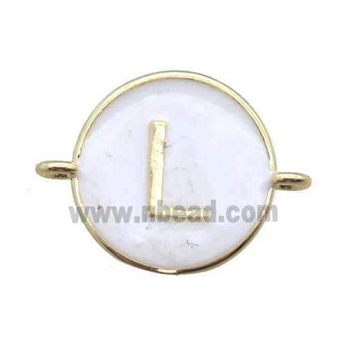 white enameling copper letter-L connector, gold plated