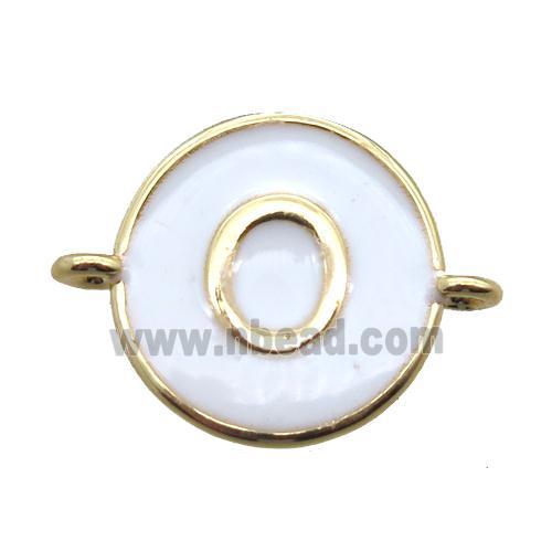 white enameling copper letter-O connector, gold plated