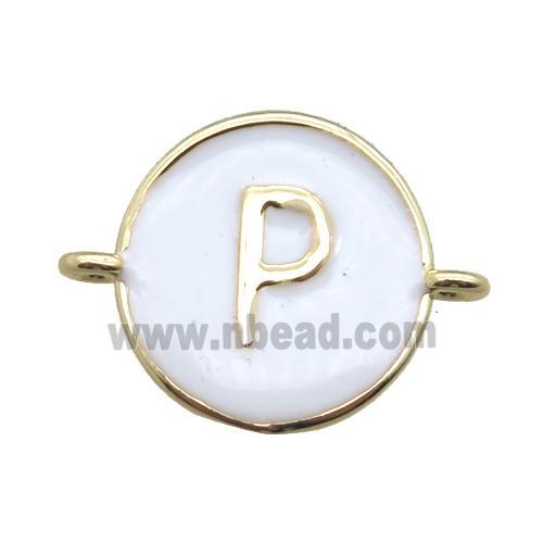 white enameling copper letter-P connector, gold plated