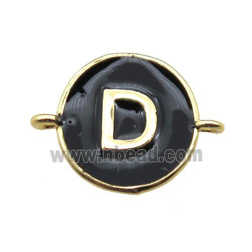black enameling copper letter-D connector, gold plated