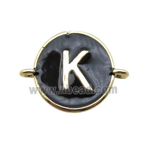 black enameling copper letter-K connector, gold plated