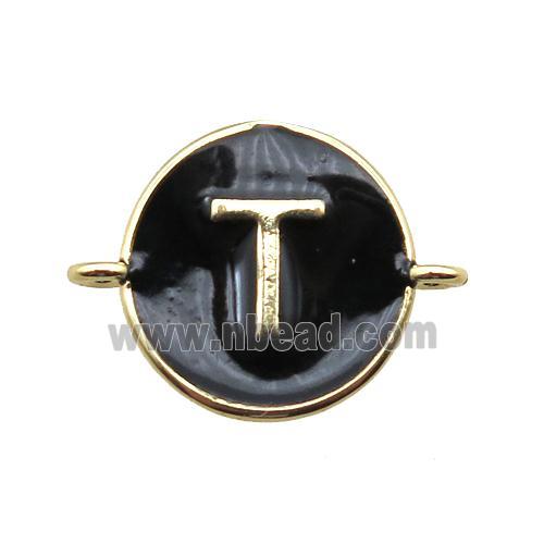 black enameling copper letter-T connector, gold plated