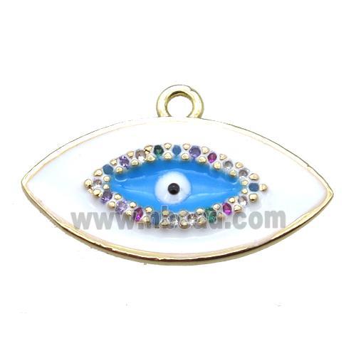 copper eye pendant with white enameling, gold plated