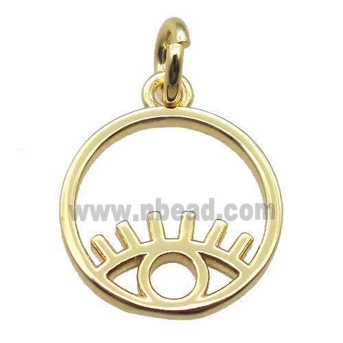 copper circle eye pendant, gold plated