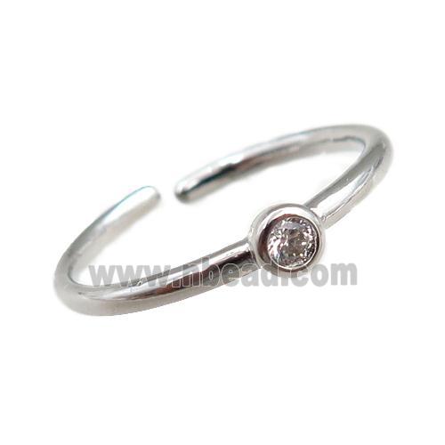 copper Rings pave zircon, adjustable, platinum plated