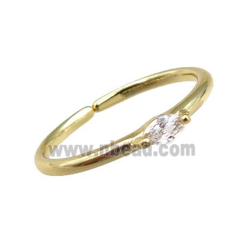 copper Rings pave zircon, adjustable, gold plated