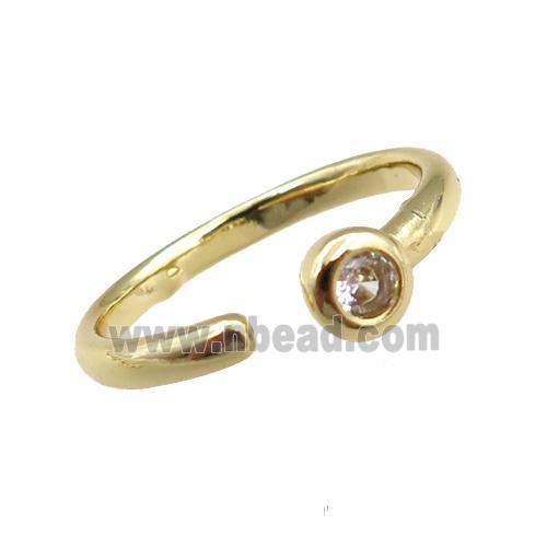 copper Rings paved zircon, adjustable, gold plated