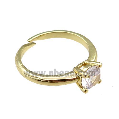 copper Rings paved zircon, adjustable, gold plated