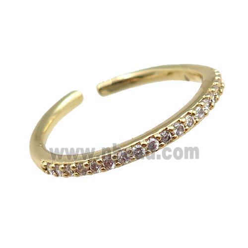 copper Rings pave zircon, adjustable, gold plated