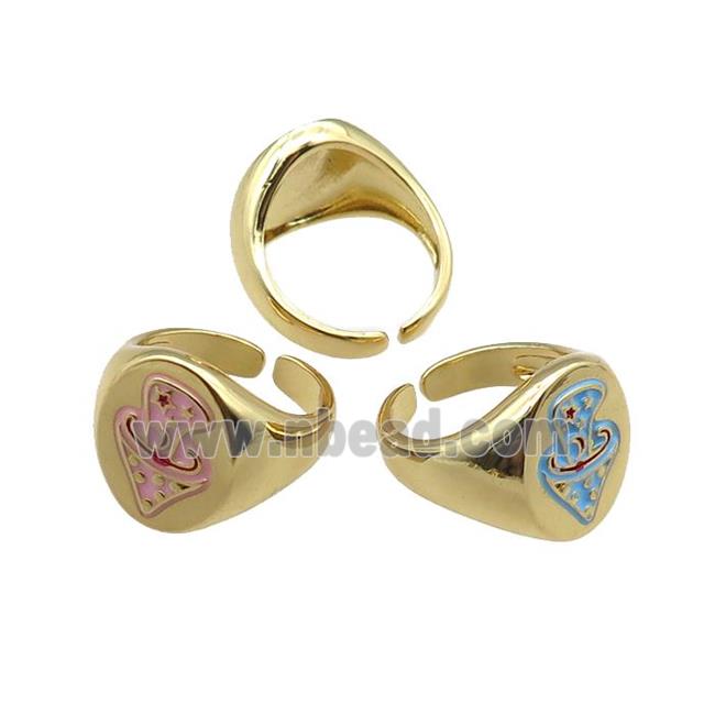 adjustable copper rings, mix, enameling, gold plated