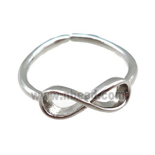 adjustable copper ring with infinity, platinum plated