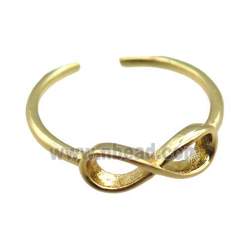 adjustable copper ring with infinity, gold plated
