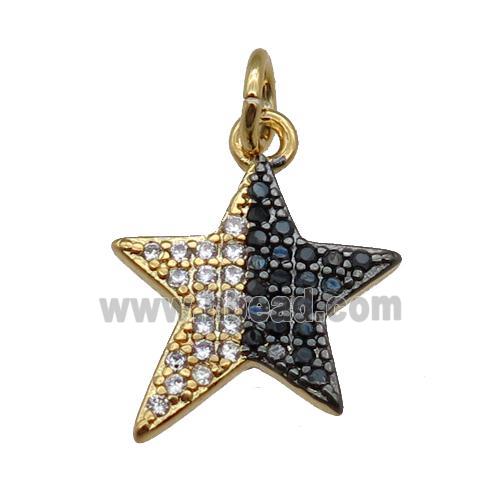 copper star pendant pave zircon, gold plated