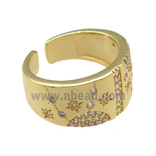 adjustable copper Rings pave zircon, gold plated