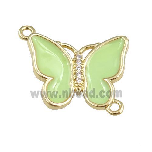 copper butterfly connector with applegreen enamel, gold plated