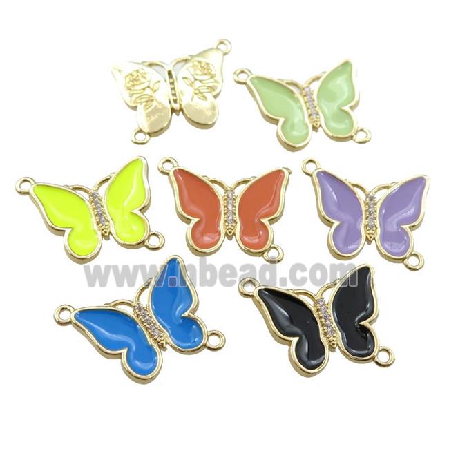 copper butterfly connector with enamel, gold plated, mixed