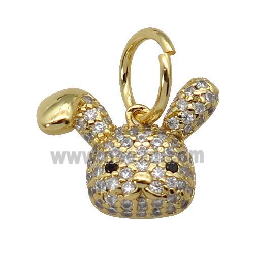 copper Rabbit pendant paved zircon, gold plated
