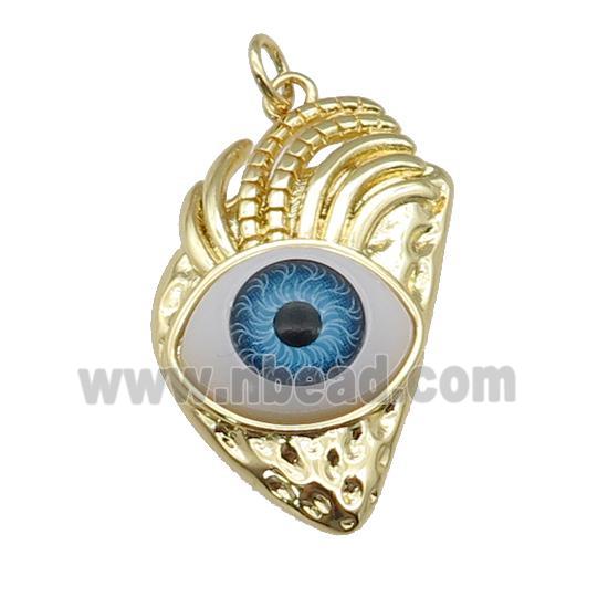 copper blue Eye pendant, gold plated