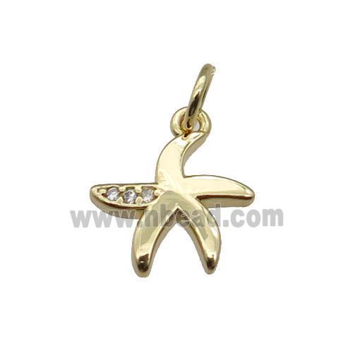 copper starfish pendant pave zircon, gold plated