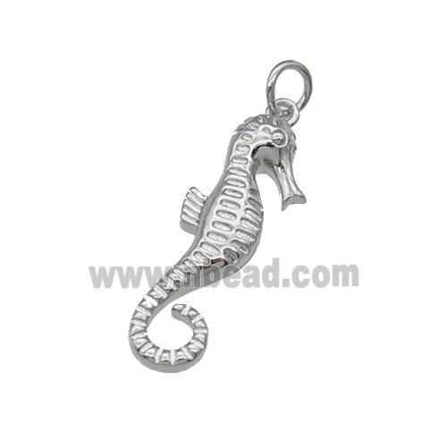 copper seahorse pendant, platinum plated