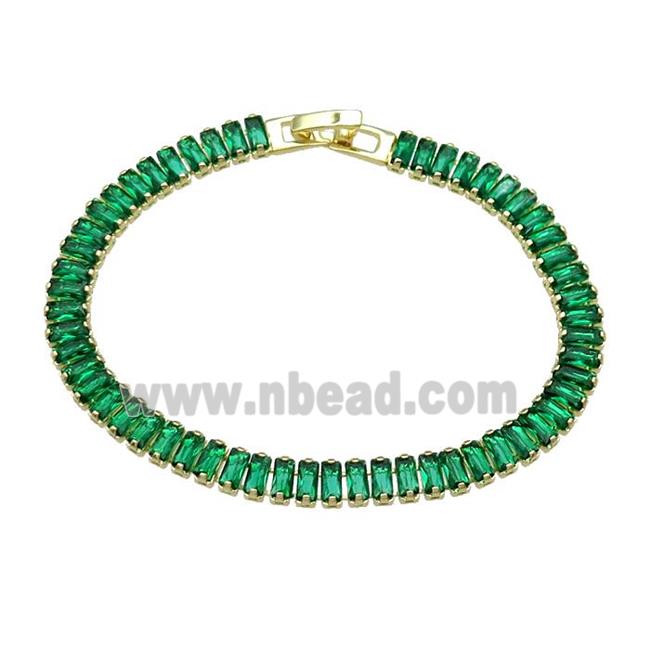 Copper Bracelet Pave Green Zircon Gold Plated