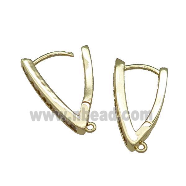 Copper Latchback Earring Accessories Pave Zircon With Loop Gold Plated