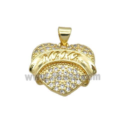 Copper Heart Pendant Pave Zircon Mom Unfade 18K Gold Plated