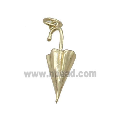Copper Umbrella Charm Pendant Gold Plated