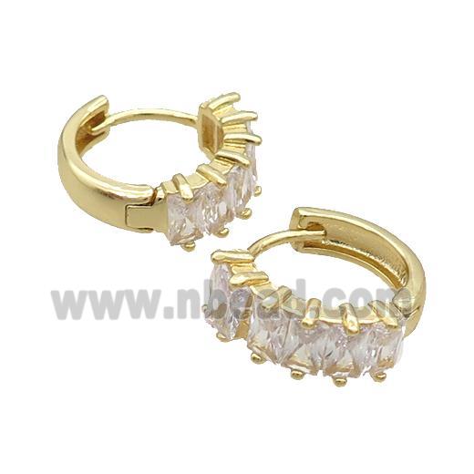 Copper Hoop Earring Pave Zircon Gold Plated