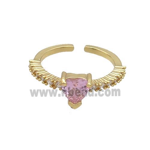 Copper Rings Pave Pink Zircon Gold Plated