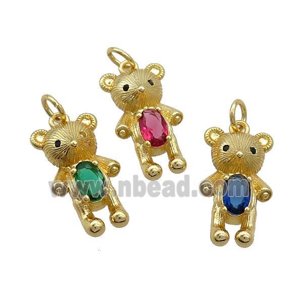 Copper Rat Charms Pendant Pave Zircon Gold Plated Mixed