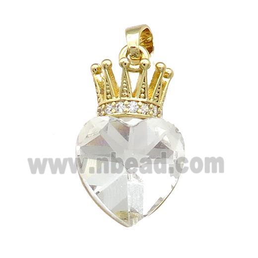 Copper Crown Pendant Pave Crystal Glass Zircon Gold Plated