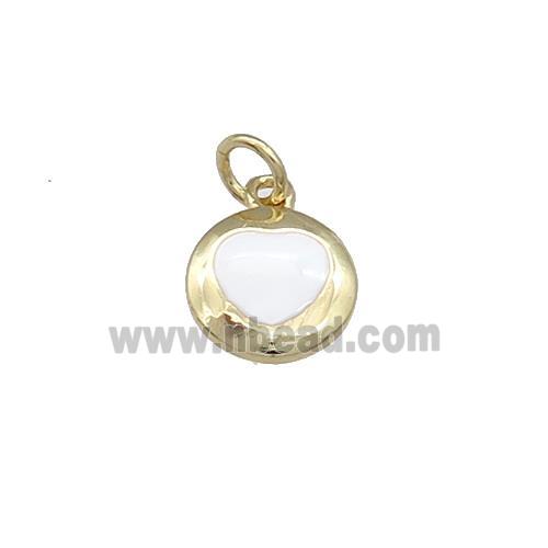 Copper Heart Pendant White Enamel Gold Plated