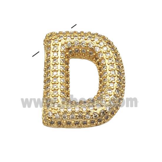 Copper Pendant Pave Zircon Letter-D Gold Plated