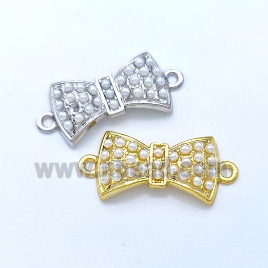 Copper Bow Connector Pave Pearlized Resin Mixed