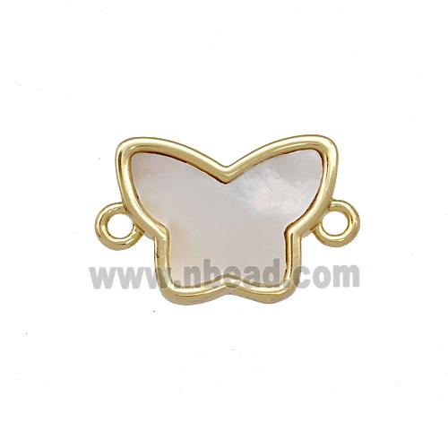 Copper Butterfly Connector Pave Shell 18K Gold Plated